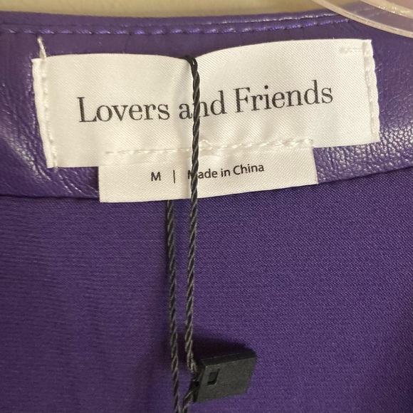 NEW REVOLVE Lovers and Friends Bardot Mini Dress Faux Leather Stretch Purple M - Picture 13 of 16